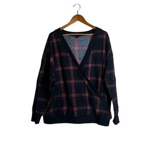 Torrid plaid faux wrap long sleeve top. Size 3X